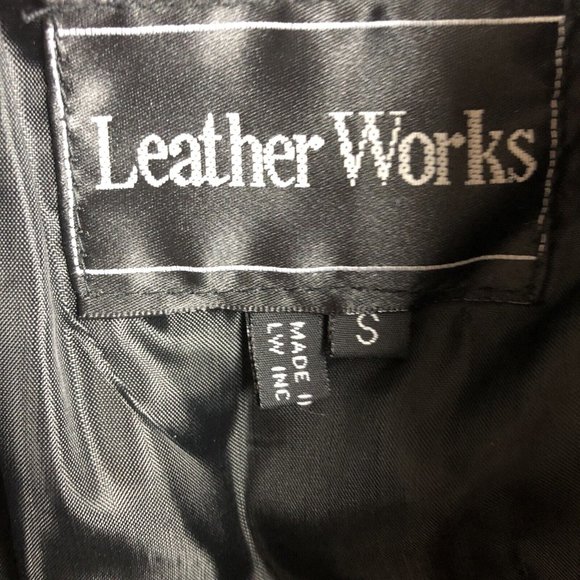 Leather Works U.S.A Made Vintage Black Genuine Patchwork Jacket Coat Mens Size S - Picture 11 of 14